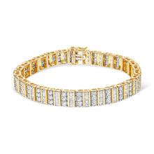 Load image into Gallery viewer, 14K Yellow Gold 5.50 Cttw Round and Baguette Diamond Link Bracelet