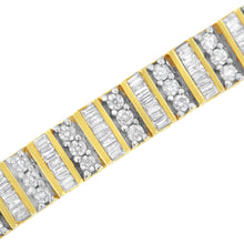 Load image into Gallery viewer, 14K Yellow Gold 5.50 Cttw Round and Baguette Diamond Link Bracelet