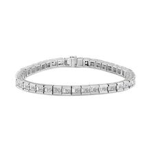 Load image into Gallery viewer, 14K White Gold 4 3/8 Cttw Alternating Invisible Set Princess and Baguette Diamond Tennis Bracelet (G-H Color, VS1-VS2 Clarity) - Size 7"