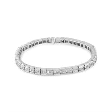 Load image into Gallery viewer, 14K White Gold 4 3/8 Cttw Alternating Invisible Set Princess and Baguette Diamond Tennis Bracelet (G-H Color, VS1-VS2 Clarity) - Size 7"