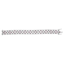 Load image into Gallery viewer, 14K White Gold Pink Sapphire and Diamond Floral Lattice Link Bracelet - 7.25" Inches