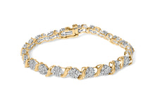 Load image into Gallery viewer, 10K Yellow Gold 2.00 Cttw Round Cut Diamond 'S' Cluster Bracelet (J-K Color, I1-I2 Clarity)