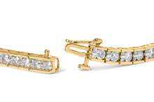 Load image into Gallery viewer, 10K Yellow Gold 4.00 Cttw Channel Set Round Diamond Tennis 7" Bracelet (J-K Color, I1-I2 Clarity)
