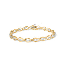 Load image into Gallery viewer, 10k Yellow Gold 1/3 Cttw Diamond 3 Stone Teardrop Design Link Bracelet (I-J Color, I1-I2 Clarity) - 7.25" Inches