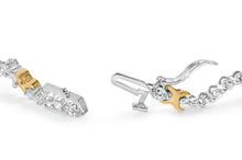 Load image into Gallery viewer, 10K Two-Tone 2.00 Cttw Diamond "X" and Wave Link Bracelet (H-I Color, I1-I2 Clarity) - 7" Inches