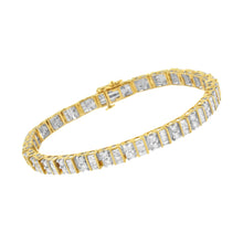 Load image into Gallery viewer, 10K Yellow Gold 4.0 Cttw Alternating Baguette & Round Cut Diamond Bezel- & Prong-Set 7" Tennis Bracelet (G-H Color, SI1-SI2 Clarity)