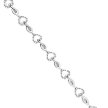 Load image into Gallery viewer, .925 Sterling Silver 1/4 Cttw Round-Cut Diamond Alternating Heart and Leaf Link Bracelet (I-J Color, I3 Clarity) - Size 7.25"