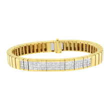 Load image into Gallery viewer, 14K Yellow Gold 3 5/8 cttw Invisible Set Princess-Cut Diamond ID Tennis Bracelet (I-J Color, SI1-SI2 Clarity) - Size 7"