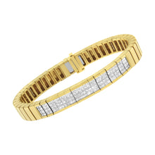 Load image into Gallery viewer, 14K Yellow Gold 3 5/8 cttw Invisible Set Princess-Cut Diamond ID Tennis Bracelet (I-J Color, SI1-SI2 Clarity) - Size 7"