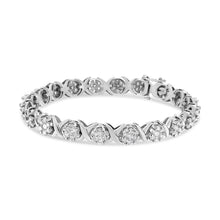 Load image into Gallery viewer, 14K White Gold 6-1/3 Cttw Round Brilliant-Cut Diamond Round Cluster & X-Link 7" Tennis Bracelet (I-J Color, SI2-I1 Clarity)