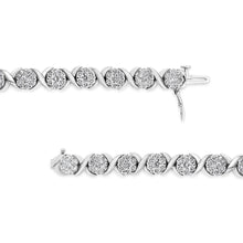 Load image into Gallery viewer, 14K White Gold 6-1/3 Cttw Round Brilliant-Cut Diamond Round Cluster & X-Link 7" Tennis Bracelet (I-J Color, SI2-I1 Clarity)