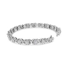 Load image into Gallery viewer, 14K White Gold 6-1/3 Cttw Round Brilliant-Cut Diamond Round Cluster & X-Link 7" Tennis Bracelet (I-J Color, SI2-I1 Clarity)