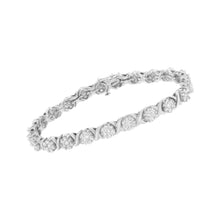 Load image into Gallery viewer, 14K White Gold 4 7/8 Cttw Round Brilliant-Cut Diamond Round Cluster & X-Link 7" Tennis Bracelet (I-J Color, SI2-I1 Clarity)