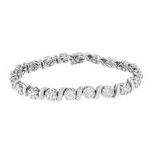 Load image into Gallery viewer, 14K White Gold 5 1/4 cttw Diamond S-Link Floral Cluster Tennis Bracelet (I-J Clarity, SI2-I1 Color) - Size 7"