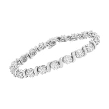Load image into Gallery viewer, 14K White Gold 5 1/4 cttw Diamond S-Link Floral Cluster Tennis Bracelet (I-J Clarity, SI2-I1 Color) - Size 7"