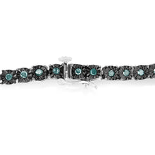 Load image into Gallery viewer, Black Rhodium Plated .925 Sterling Silver 1.0 Cttw Diamond Miracle Tennis Bracelet (Enhanced Blue Color, I3 Clarity) - 7"
