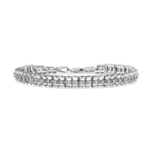 Load image into Gallery viewer, .925 Sterling Silver 1.0 Cttw Rose Cut Diamond Double-Link 7" Tennis Bracelet (I-J Color, I3 Clarity)