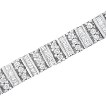 Load image into Gallery viewer, 14K White Gold 4 7/8 cttw Baguette & Round Brilliant-Cut Diamond Channel- & Prong-Set Tennis Bracelet (I-J Color, I1-I2 Clarity) - Size 7.25"