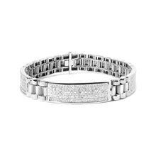 Load image into Gallery viewer, 14K White Gold 12.0 Cttw Men's Invisible Set Princess Diamond Tennis Bracelet (G-H Color, VS1-VS2 Clarity) - Size 8.5" Inches