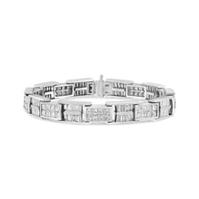 Load image into Gallery viewer, 14K White Gold 10 5/8 Cttw Diamond Panel Link Bracelet - 7" Inches