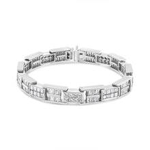 Load image into Gallery viewer, 14K White Gold 10 5/8 Cttw Diamond Panel Link Bracelet - 7" Inches