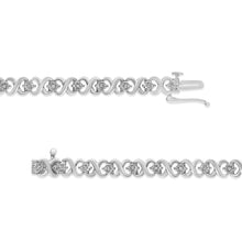 Load image into Gallery viewer, .925 Sterling Silver 1/6 Cttw Miracle Set Diamond Infinity Link and Station Tennis Bracelet (I-J Color, I3 Clarity) - 7.25 " Inches