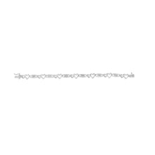 Load image into Gallery viewer, 925 Sterling Silver 1/5 Cttw Diamond Double Heart Link Bracelet (I-J Color, I3 Clarity) - 7.25" Inches