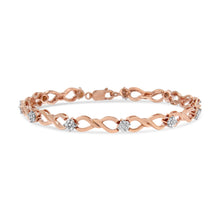 Load image into Gallery viewer, 10K Rose Gold Plated .925 Sterling Silver 1/2 Cttw Diamond Infinity Link Tennis Bracelet (H-I Color, I2-I3 Clarity) -7â€