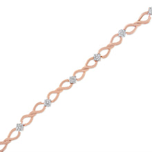 Load image into Gallery viewer, 10K Rose Gold 1/2 cttw Diamond Cluster and Infinity Weave Link Bracelet (H-I Color, I2-I3 Clarity) - Size 7"