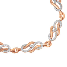 Load image into Gallery viewer, 10K Rose Gold 1.0 Cttw Diamond Infinity Loop and Swirl Link Bracelet (I-J Color, I2-I3 Clarity) - 7.25" Inches