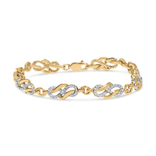 Load image into Gallery viewer, 14K Yellow Gold Plated .925 Sterling Silver 1.0 Cttw Diamond Infinity Loop and Swirl Link Bracelet