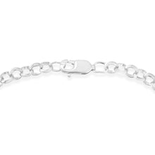 Load image into Gallery viewer, .925 Sterling Silver 1/4 Cttw Diamond-Accented Heart and Ribbon Charm 7" Link Chain Bracelet (H-I Color, I1-I2 Clarity)