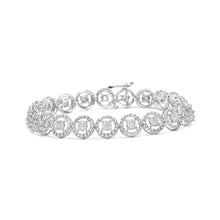 Load image into Gallery viewer, .925 Sterling Silver 1/2 Cttw Diamond Nested Circle Miracle Set Open Wheel 7.25" Fashion Link Bracelet (I-J Color, I3 Clarity)