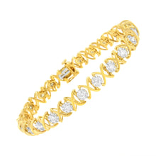 Load image into Gallery viewer, 10K Yellow Gold Plated Sterling Silver 2 cttw Diamond "XOXO" Bracelet (J-K Clarity, I1-I2 Color) - Size 7.25"