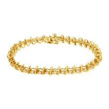 Load image into Gallery viewer, 10KT Yellow Gold Plated .925 Sterling Silver 1 cttw Prong-Set Diamond Link Bracelet (J-K, I1-I2) - 7.5"