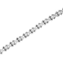 Load image into Gallery viewer, .925 Sterling Silver 1 cttw Brilliant Round-Cut Diamond "X" Link Bracelet (I-J Clarity, I2-I3 Color) - Size 7"