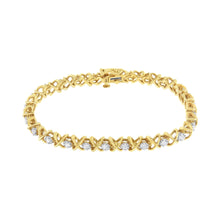 Load image into Gallery viewer, 10K Yellow Gold Plated Sterling Silver 1 cttw Diamond Link Bracelet (J-K Clarity, I1-I2 Color) - Size 7"
