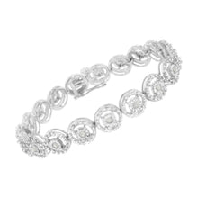 Load image into Gallery viewer, .925 Sterling Silver 1.0 Cttw Diamond Nested Circle Miracle Set Open Wheel 7" Fashion Link Bracelet (I-J Color, I3 Clarity)