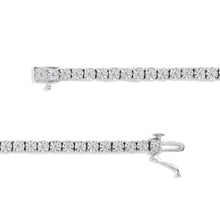 Load image into Gallery viewer, .925 Sterling Silver 1.0 Cttw Miracle-Set Diamond Round Faceted Bezel Tennis Bracelet (I-J Color, I3 Clarity) - 7"