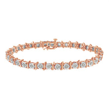 Load image into Gallery viewer, Two-Tone 10K Yellow Gold over .925 Sterling Silver 1.0 Cttw Diamond S-Curve Link Miracle-Set Tennis Bracelet (I-J Color, I3 Clarity) - 7"