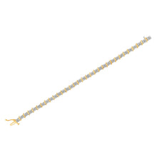 Load image into Gallery viewer, Two-Tone 10K Yellow Gold over .925 Sterling Silver 1.0 Cttw Diamond S-Curve Link Miracle-Set Tennis Bracelet (I-J Color, I3 Clarity) - 7"