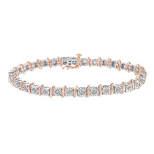 Load image into Gallery viewer, Two-Tone 10K Yellow Gold over .925 Sterling Silver 1.0 Cttw Diamond S-Curve Link Miracle-Set Tennis Bracelet (I-J Color, I3 Clarity) - 7"