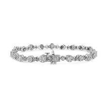 Load image into Gallery viewer, .925 Sterling Silver 1.0 Cttw Diamond Swirl Beaded Link Bracelet (I-J Color, I3-Promo Clarity) - 7.25" Inches