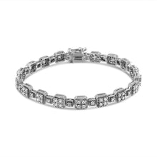 Load image into Gallery viewer, 10K White Gold 2.0 Cttw Diamond Square Link Bracelet (J-K Color, I2-I3 Clarity) - Size 7.25"