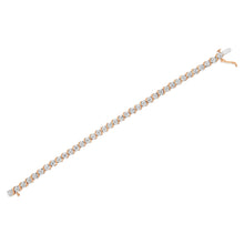 Load image into Gallery viewer, 14K Rose Gold Plated .925 Sterling Silver 1/10 Cttw Diamond Round Miracle Plate and "S" Link Tennis Bracelet (I-J Color, I2- I3 Clarity) - 7"