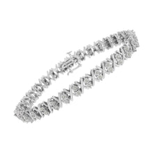 Load image into Gallery viewer, .925 Sterling Silver 1.0 Cttw Diamond Miracle-Set X-Link 7" Tennis Bracelet (I-J Color, I3 Clarity)