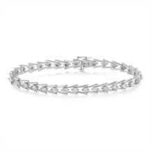 Load image into Gallery viewer, Sterling Silver Diamond Wave-Style Link Bracelet (0.5 cttw, I-J Color, I3 Clarity)