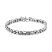 Load image into Gallery viewer, .925 Sterling Silver 2.0 Cttw Diamond 7" Round Miracle Plate Link Bracelet (I-J Color, I2-I3 Clarity)