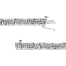 Load image into Gallery viewer, .925 Sterling Silver 2.0 Cttw Diamond 7" Round Miracle Plate Link Bracelet (I-J Color, I2-I3 Clarity)