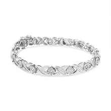 Load image into Gallery viewer, .925 Sterling Silver 1.0 Cttw Round-Brilliant and Baguette Cut Diamond Miracle-Set X-Link 7" Tennis Bracelet (I-J Color, I2-I3 Clarity)